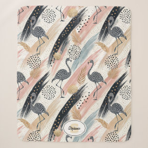Stilvolles Flamingo- und Brushstroke-Muster Sherpadecke