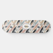 Stilvolles Flamingo- und Brushstroke-Muster Skateboard (Horizontal)