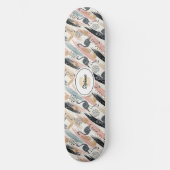 Stilvolles Flamingo- und Brushstroke-Muster Skateboard (Vorderseite)