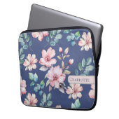 Stilvolles Floral Blue Laptopschutzhülle (Vorderseite Links)