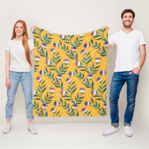 Stilvolles florales Motiv mit Punkten und grünen B Fleecedecke