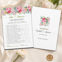 Stilvolles Florales Wer kennt die Braut am besten  Einladung