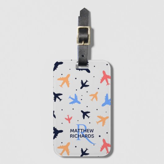 Stilvolles Flugzeug-Flugmuster Personalisiert Gepäckanhänger (Vorderseite Vertikal)