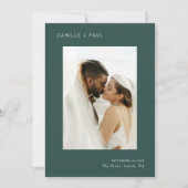 Stilvolles Forest Green Foto Minimalistische Hochz Save The Date (Vorderseite)