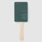 Stilvolles Forest Green Minimalistisch Wedding Pro Fächer (Vorderseite)