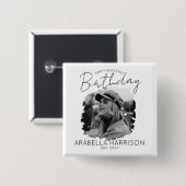 Stilvolles Foto Birthday Memorial Button (Vorne & Hinten)