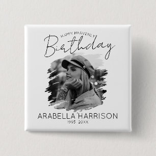 Stilvolles Foto Birthday Memorial Button