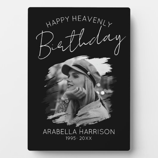 Stilvolles Foto Birthday Memorial Fotoplatte (Vorderseite)