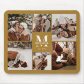 Stilvolles Foto Collage Personalisiert Monogram Ge Mousepad (Vorne)