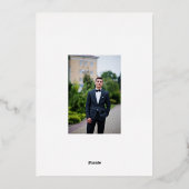 Stilvolles Foto des modernen Abschlusses Green Gol Folieneinladung (Rückseite)