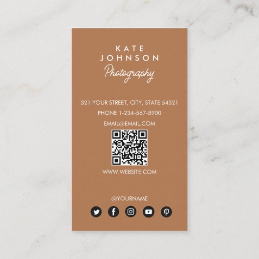 Stilvolles Foto Einfache Fotografie Visitenkarte (Rückseite)