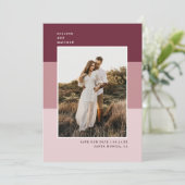 Stilvolles Foto für moderne Farbblöcke | Beere Save The Date (Stehend Vorderseite)