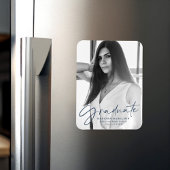 Stilvolles Foto für Navy Script Abschluss Announce Magnet