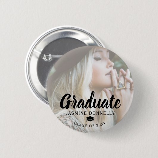 Stilvolles Foto-Graduate 2025 Button (Vorne & Hinten)