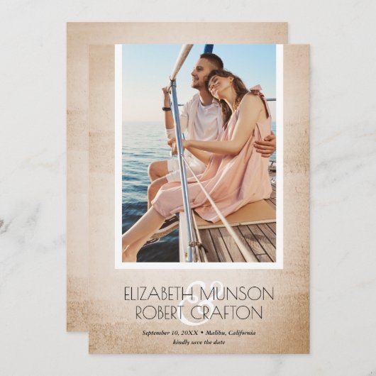 Stilvolles Foto Hochzeit Antike Save the Date (Vorne/Hinten)