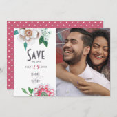 Stilvolles Foto in Weiß und Rot Save the Date (Vorne/Hinten)