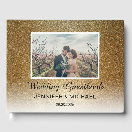 Stilvolles Foto mit goldenem Farbverlauf Hochzeit Gästebuch