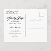 Stilvolles Foto mit Handschrift Save the Date Ankündigungspostkarte (Rückseite)