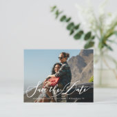 Stilvolles Foto mit Handschrift Save the Date Ankündigungspostkarte (Stehend Vorderseite)