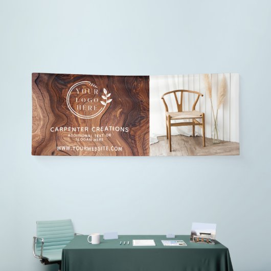 Stilvolles Foto mit modernen Holzschnitzeln Banner (Messeveranstaltung)