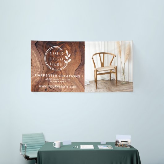 Stilvolles Foto mit modernen Holzschnitzeln Banner (Messeveranstaltung)