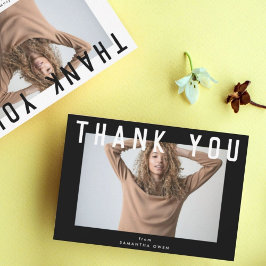 stilvolles Foto mit schwarzem Chic Dankeskarte