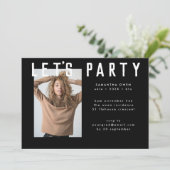 stilvolles Foto mit schwarzem Chic Mod Party Einladung (Stehend Vorderseite)
