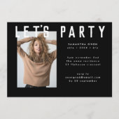 stilvolles Foto mit schwarzem Chic Mod Party Einladung (Vorderseite)