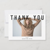 stilvolles Foto mit weißem Chic Dankeskarte (Vorderseite)