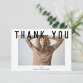 stilvolles Foto mit weißem Chic Dankeskarte (Stehend Vorderseite)