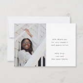 stilvolles Foto mit weißem Chic Dankeskarte (Rückseite)