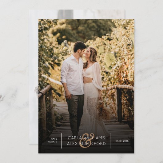Stilvolles Foto Moderne Hochzeit rettet das Datum Save The Date (Vorne/Hinten)