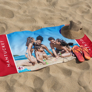 Stilvolles Foto Nautical Seaside Ocean Red Strandtuch