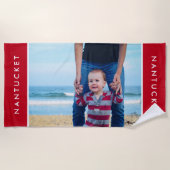 Stilvolles Foto Nautical Seaside Ocean Red Strandtuch (Vorderseite)