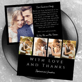 Stilvolles Foto Strip Modern White on Black Weddin Dankeskarte