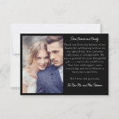 Stilvolles Foto Strip Modern White on Black Weddin Dankeskarte (Rückseite)