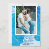 Stilvolles Foto Wedding Blue Save the Date (Vorderseite)