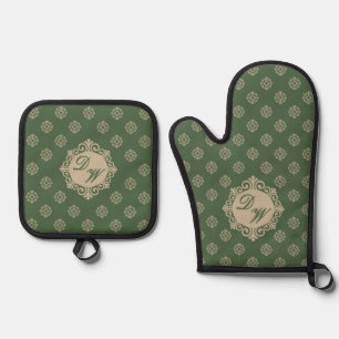 Stilvolles Foularddesign in Sage Green Ofenhandschuh & Topflappen-Set