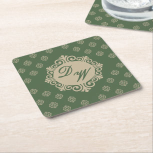 Stilvolles Foularddesign in Sage Green Rechteckiger Pappuntersetzer