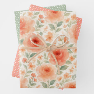 Stilvolles französisches Shabby Chic Blumenmuster Geschenkpapier Set