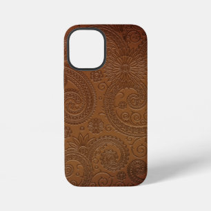 Stilvolles geätztes braunes Paisley-Blumenmuster iPhone 12 Mini Hülle