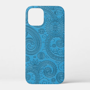 Stilvolles geätztes modernes blaues Paisley-Blumen Case-Mate iPhone Hülle