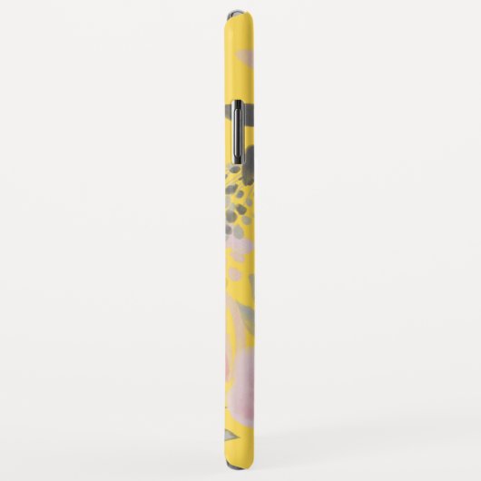 Stilvolles, gelb-rosa Blumenmuster mit Monogramm Case-Mate iPhone Hülle (Hinten/Rechts)