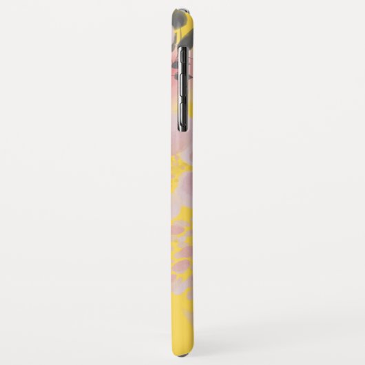 Stilvolles, gelb-rosa Blumenmuster mit Monogramm Case-Mate iPhone Hülle (Hinten/Links)