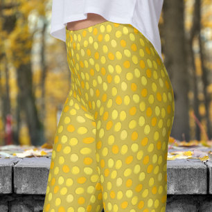 Stilvolles Gelb- und Alt-Gold-Polka-Dot-Muster Leggings