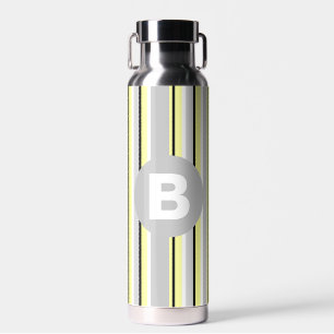Stilvolles gelb und grau gestreiftes Monogramm Trinkflasche