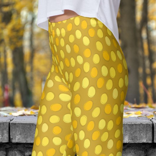 Stilvolles Gelb- und Zitronencurry-Polka-Dot-Muste Leggings