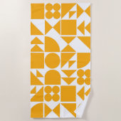 Stilvolles gelbes, modernes geometrisches Muster Strandtuch (Vorderseite)