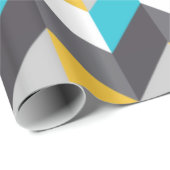 Stilvolles geometrisches blaues gelbes graues geschenkpapier (Rolleneckpunkt)