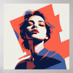 Stilvolles geometrisches Frauenportrait Poster